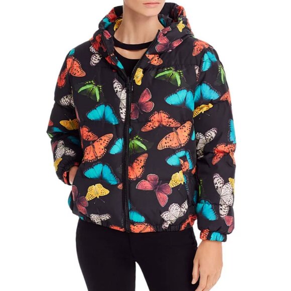 Alice + Olivia Durham Mult Butterfly Floral Down Reversible Puffer Jacket Coat S - Picture 4 of 14